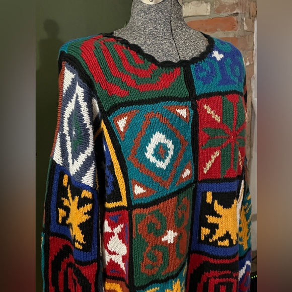Vintage Hand Knitted Colourblock Crewneck - Picture 2 of 6